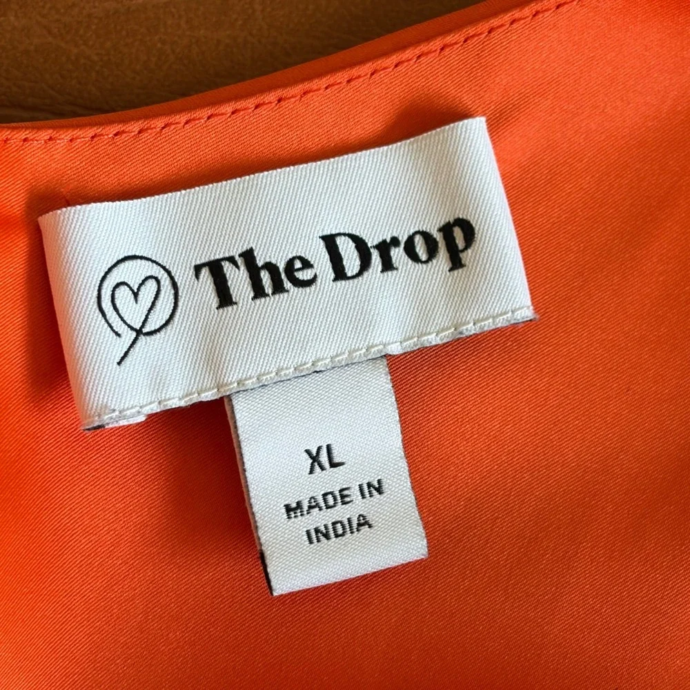The Drop Ana Orange Midi Slip Dress XL Side Slit Minimalist